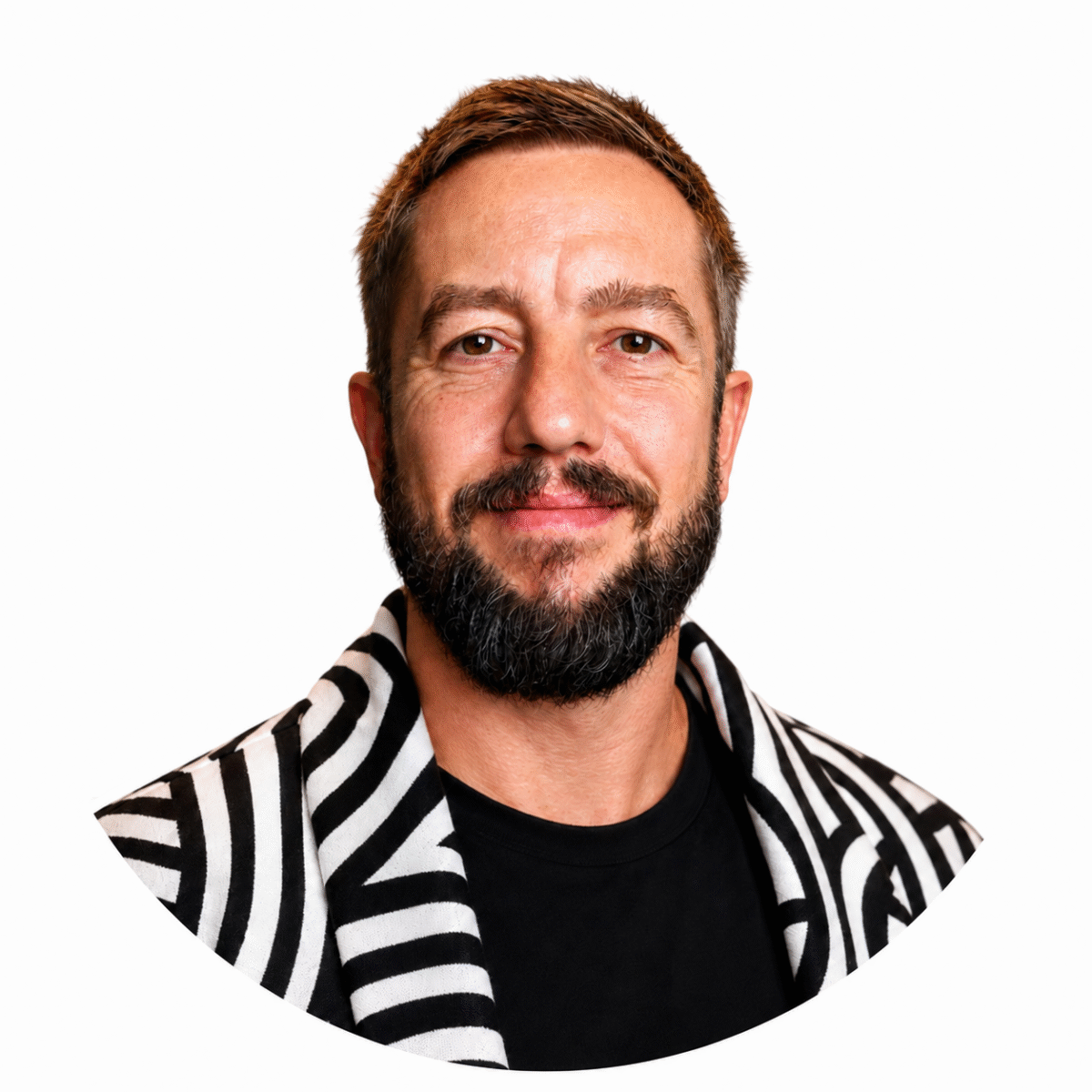 Bearded portrait against a pure white background